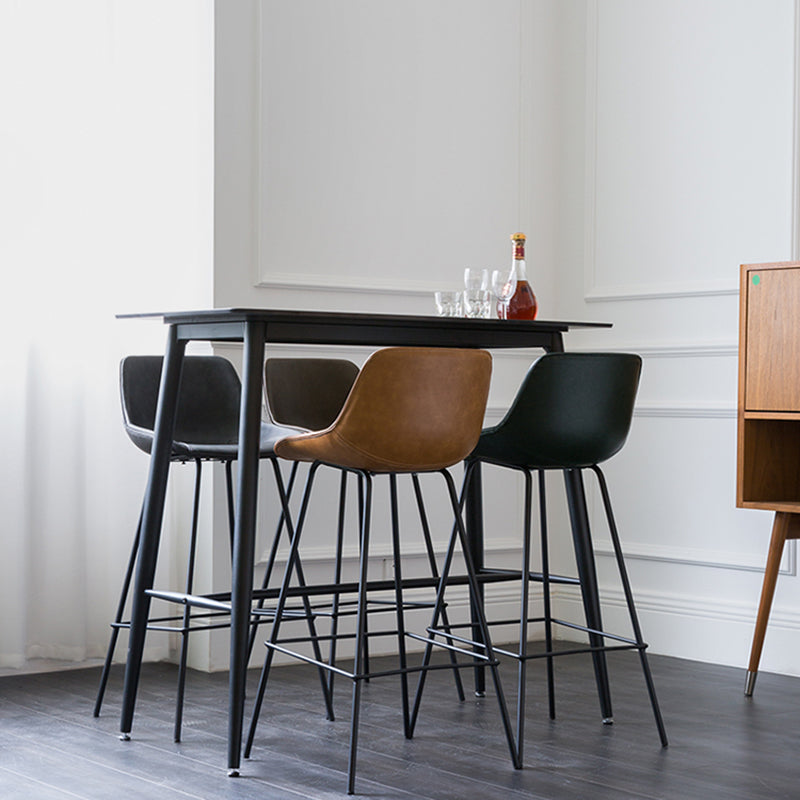 Black Metal Leather Bar Stool Scandinavian Low Back Bristol Counter Stool with Bucket Seat Clearhalo 'Bar Furniture' 'Bar Stools' 'bar_stools' 'furn' 'furn_bar_stools' 'furniture_bar_stools' 'Kitchen & Dining Furniture' 'kitchen&dining_furn' 'kitchen' 'kitchen_furn' Furniture' 4211667