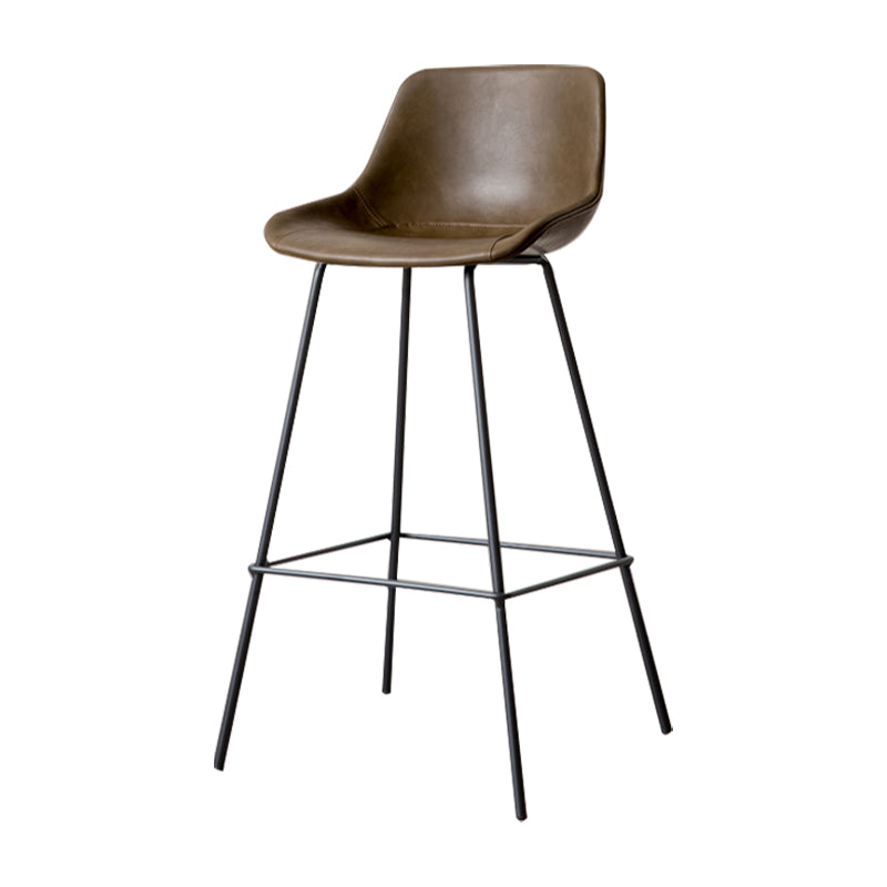 Black Metal Leather Bar Stool Scandinavian Low Back Bristol Counter Stool with Bucket Seat Dark Coffee 1 Piece Clearhalo 'Bar Furniture' 'Bar Stools' 'bar_stools' 'furn' 'furn_bar_stools' 'furniture_bar_stools' 'Kitchen & Dining Furniture' 'kitchen&dining_furn' 'kitchen' 'kitchen_furn' Furniture' 4211668