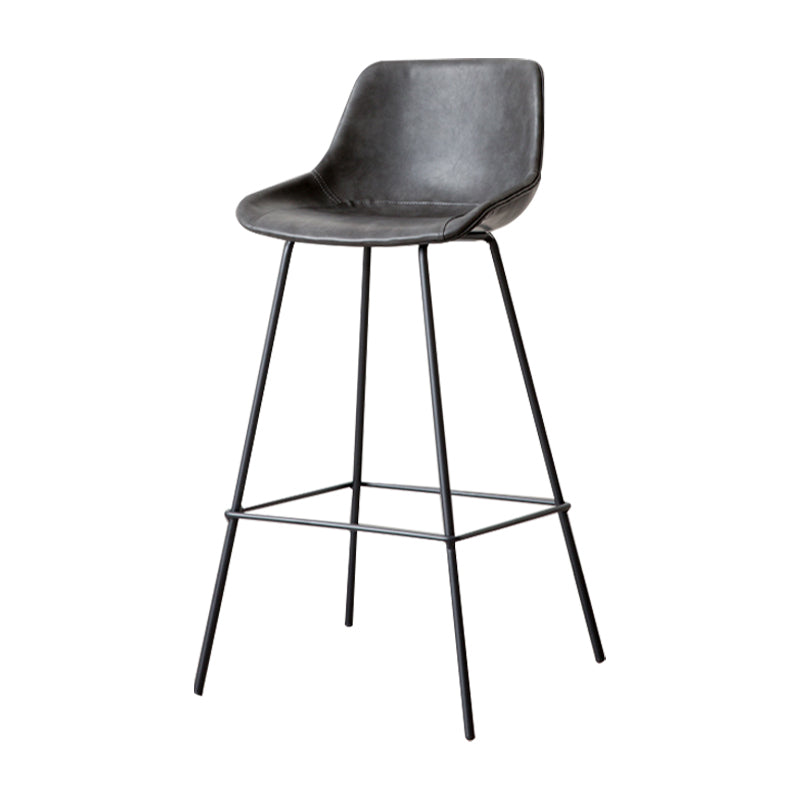 Black Metal Leather Bar Stool Scandinavian Low Back Bristol Counter Stool with Bucket Seat Dark Gray 1 Piece Clearhalo 'Bar Furniture' 'Bar Stools' 'bar_stools' 'furn' 'furn_bar_stools' 'furniture_bar_stools' 'Kitchen & Dining Furniture' 'kitchen&dining_furn' 'kitchen' 'kitchen_furn' Furniture' 4211671