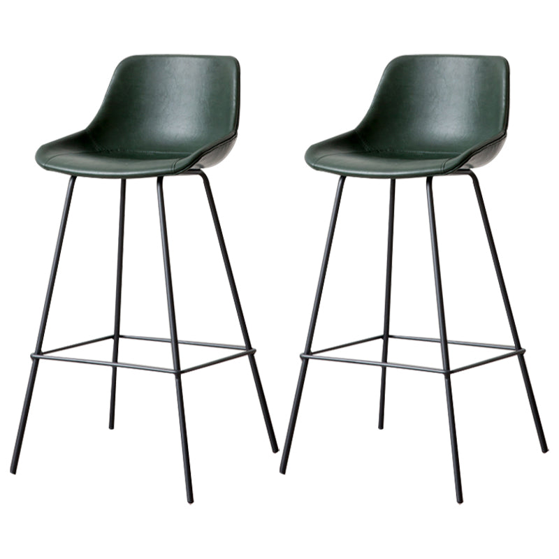 Black Metal Leather Bar Stool Scandinavian Low Back Bristol Counter Stool with Bucket Seat Blackish Green 2 Piece Set Clearhalo 'Bar Furniture' 'Bar Stools' 'bar_stools' 'furn' 'furn_bar_stools' 'furniture_bar_stools' 'Kitchen & Dining Furniture' 'kitchen&dining_furn' 'kitchen' 'kitchen_furn' Furniture' 4211672