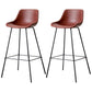 Black Metal Leather Bar Stool Scandinavian Low Back Bristol Counter Stool with Bucket Seat Dark Red 2 Piece Set Clearhalo 'Bar Furniture' 'Bar Stools' 'bar_stools' 'furn' 'furn_bar_stools' 'furniture_bar_stools' 'Kitchen & Dining Furniture' 'kitchen&dining_furn' 'kitchen' 'kitchen_furn' Furniture' 4211675