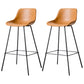 Black Metal Leather Bar Stool Scandinavian Low Back Bristol Counter Stool with Bucket Seat Brown 2 Piece Set Clearhalo 'Bar Furniture' 'Bar Stools' 'bar_stools' 'furn' 'furn_bar_stools' 'furniture_bar_stools' 'Kitchen & Dining Furniture' 'kitchen&dining_furn' 'kitchen' 'kitchen_furn' Furniture' 4211676