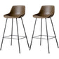 Black Metal Leather Bar Stool Scandinavian Low Back Bristol Counter Stool with Bucket Seat Dark Coffee 2 Piece Set Clearhalo 'Bar Furniture' 'Bar Stools' 'bar_stools' 'furn' 'furn_bar_stools' 'furniture_bar_stools' 'Kitchen & Dining Furniture' 'kitchen&dining_furn' 'kitchen' 'kitchen_furn' Furniture' 4211678