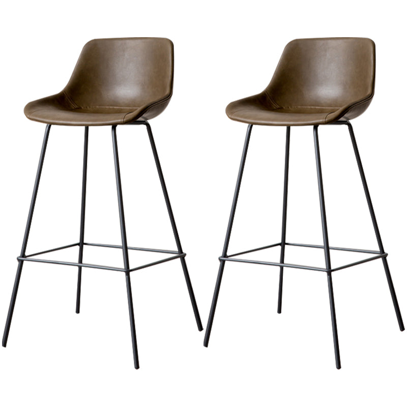 Black Metal Leather Bar Stool Scandinavian Low Back Bristol Counter Stool with Bucket Seat Dark Coffee 2 Piece Set Clearhalo 'Bar Furniture' 'Bar Stools' 'bar_stools' 'furn' 'furn_bar_stools' 'furniture_bar_stools' 'Kitchen & Dining Furniture' 'kitchen&dining_furn' 'kitchen' 'kitchen_furn' Furniture' 4211678