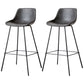 Black Metal Leather Bar Stool Scandinavian Low Back Bristol Counter Stool with Bucket Seat Dark Gray 2 Piece Set Clearhalo 'Bar Furniture' 'Bar Stools' 'bar_stools' 'furn' 'furn_bar_stools' 'furniture_bar_stools' 'Kitchen & Dining Furniture' 'kitchen&dining_furn' 'kitchen' 'kitchen_furn' Furniture' 4211681