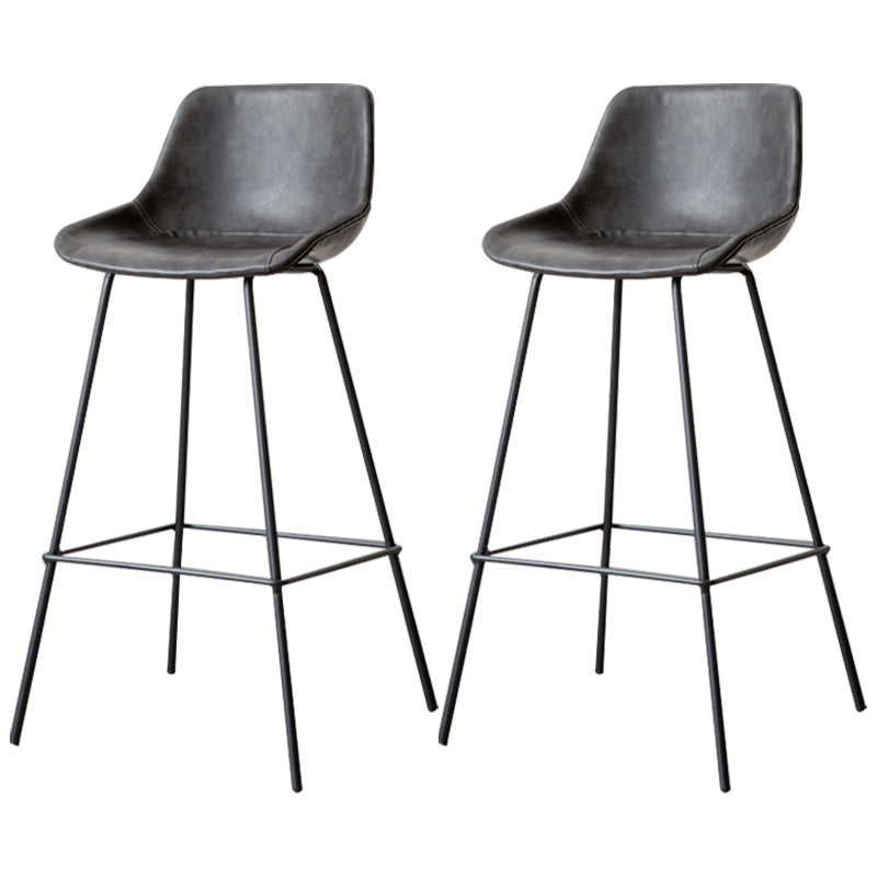 Black Metal Leather Bar Stool Scandinavian Low Back Bristol Counter Stool with Bucket Seat Dark Gray 2 Piece Set Clearhalo 'Bar Furniture' 'Bar Stools' 'bar_stools' 'furn' 'furn_bar_stools' 'furniture_bar_stools' 'Kitchen & Dining Furniture' 'kitchen&dining_furn' 'kitchen' 'kitchen_furn' Furniture' 4211681