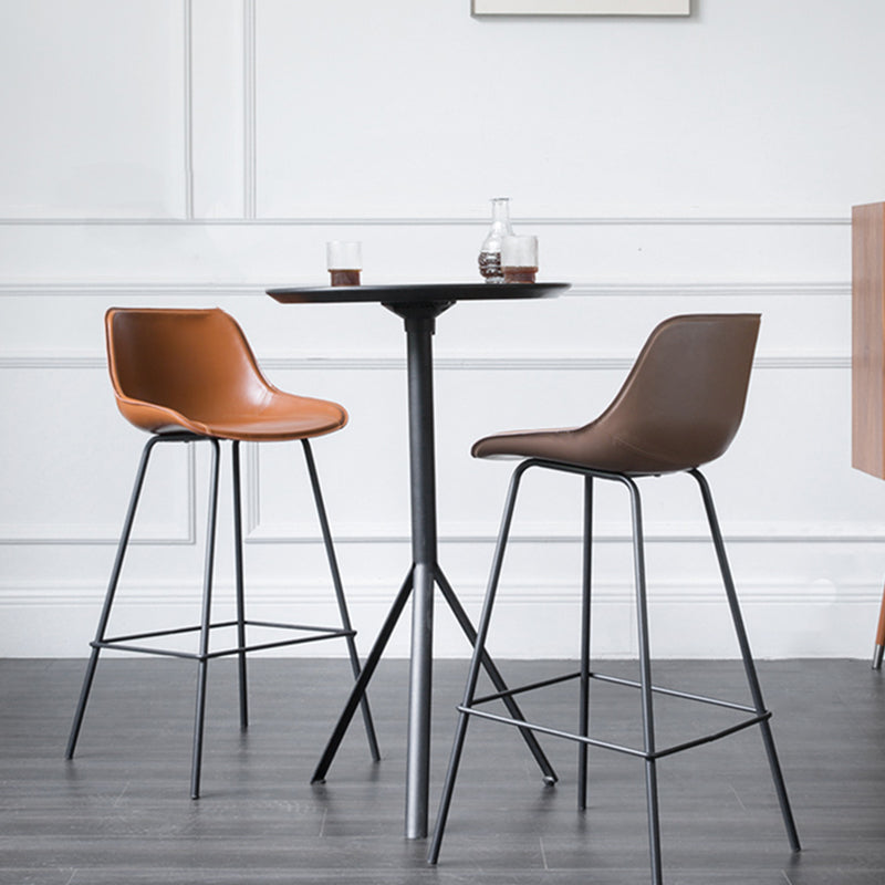 Black Metal Leather Bar Stool Scandinavian Low Back Bristol Counter Stool with Bucket Seat Clearhalo 'Bar Furniture' 'Bar Stools' 'bar_stools' 'furn' 'furn_bar_stools' 'furniture_bar_stools' 'Kitchen & Dining Furniture' 'kitchen&dining_furn' 'kitchen' 'kitchen_furn' Furniture' 4211682