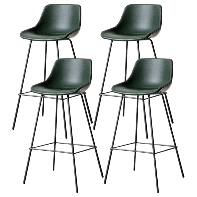Black Metal Leather Bar Stool Scandinavian Low Back Bristol Counter Stool with Bucket Seat Blackish Green 4 Piece Set Clearhalo 'Bar Furniture' 'Bar Stools' 'bar_stools' 'furn' 'furn_bar_stools' 'furniture_bar_stools' 'Kitchen & Dining Furniture' 'kitchen&dining_furn' 'kitchen' 'kitchen_furn' Furniture' 4211683