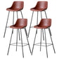 Black Metal Leather Bar Stool Scandinavian Low Back Bristol Counter Stool with Bucket Seat Dark Red 4 Piece Set Clearhalo 'Bar Furniture' 'Bar Stools' 'bar_stools' 'furn' 'furn_bar_stools' 'furniture_bar_stools' 'Kitchen & Dining Furniture' 'kitchen&dining_furn' 'kitchen' 'kitchen_furn' Furniture' 4211684