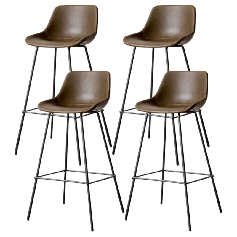 Black Metal Leather Bar Stool Scandinavian Low Back Bristol Counter Stool with Bucket Seat Dark Coffee 4 Piece Set Clearhalo 'Bar Furniture' 'Bar Stools' 'bar_stools' 'furn' 'furn_bar_stools' 'furniture_bar_stools' 'Kitchen & Dining Furniture' 'kitchen&dining_furn' 'kitchen' 'kitchen_furn' Furniture' 4211686