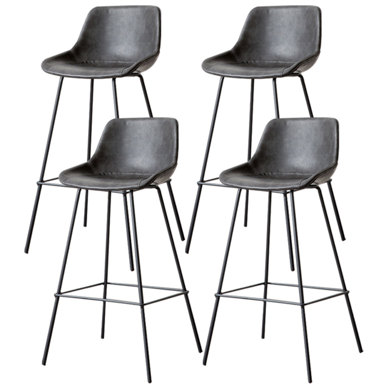 Black Metal Leather Bar Stool Scandinavian Low Back Bristol Counter Stool with Bucket Seat Dark Gray 4 Piece Set Clearhalo 'Bar Furniture' 'Bar Stools' 'bar_stools' 'furn' 'furn_bar_stools' 'furniture_bar_stools' 'Kitchen & Dining Furniture' 'kitchen&dining_furn' 'kitchen' 'kitchen_furn' Furniture' 4211687