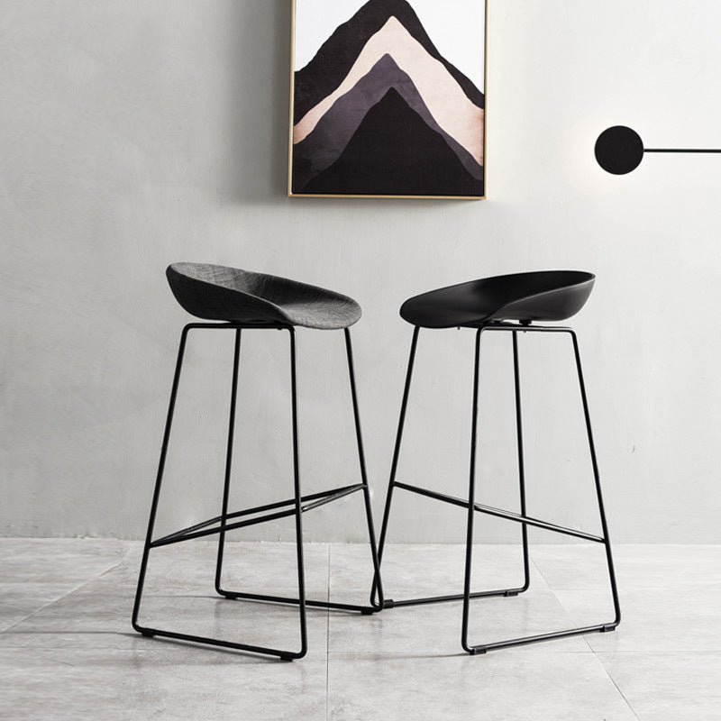 Scandinavian Steel Plastic Counter Stools Backless Bar Stools with Bucket Seat (Set of 2) Clearhalo 'Bar Furniture' 'Bar Stools' 'bar_stools' 'furn' 'furn_bar_stools' 'furniture_bar_stools' 'Kitchen & Dining Furniture' 'kitchen&dining_furn' 'kitchen' 'kitchen_furn' Furniture' 4211689