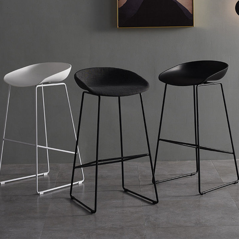 Scandinavian Steel Plastic Counter Stools Backless Bar Stools with Bucket Seat (Set of 2) Clearhalo 'Bar Furniture' 'Bar Stools' 'bar_stools' 'furn' 'furn_bar_stools' 'furniture_bar_stools' 'Kitchen & Dining Furniture' 'kitchen&dining_furn' 'kitchen' 'kitchen_furn' Furniture' 4211691