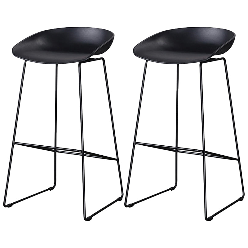 Scandinavian Steel Plastic Counter Stools Backless Bar Stools with Bucket Seat (Set of 2) Black Black 2 Piece Set Clearhalo 'Bar Furniture' 'Bar Stools' 'bar_stools' 'furn' 'furn_bar_stools' 'furniture_bar_stools' 'Kitchen & Dining Furniture' 'kitchen&dining_furn' 'kitchen' 'kitchen_furn' Furniture' 4211699