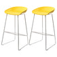 Scandinavian Steel Plastic Counter Stools Backless Bar Stools with Bucket Seat (Set of 2) White Yellow 2 Piece Set Clearhalo 'Bar Furniture' 'Bar Stools' 'bar_stools' 'furn' 'furn_bar_stools' 'furniture_bar_stools' 'Kitchen & Dining Furniture' 'kitchen&dining_furn' 'kitchen' 'kitchen_furn' Furniture' 4211703