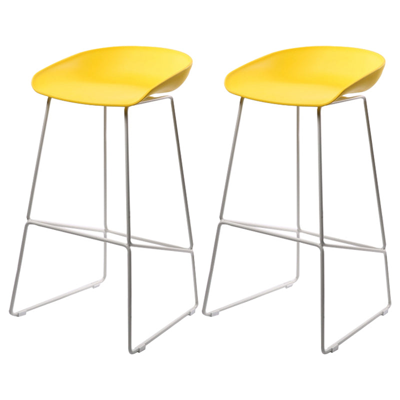 Scandinavian Steel Plastic Counter Stools Backless Bar Stools with Bucket Seat (Set of 2) White Yellow 2 Piece Set Clearhalo 'Bar Furniture' 'Bar Stools' 'bar_stools' 'furn' 'furn_bar_stools' 'furniture_bar_stools' 'Kitchen & Dining Furniture' 'kitchen&dining_furn' 'kitchen' 'kitchen_furn' Furniture' 4211703
