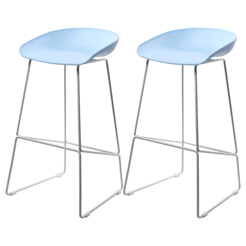 Scandinavian Steel Plastic Counter Stools Backless Bar Stools with Bucket Seat (Set of 2) White Blue 2 Piece Set Clearhalo 'Bar Furniture' 'Bar Stools' 'bar_stools' 'furn' 'furn_bar_stools' 'furniture_bar_stools' 'Kitchen & Dining Furniture' 'kitchen&dining_furn' 'kitchen' 'kitchen_furn' Furniture' 4211705