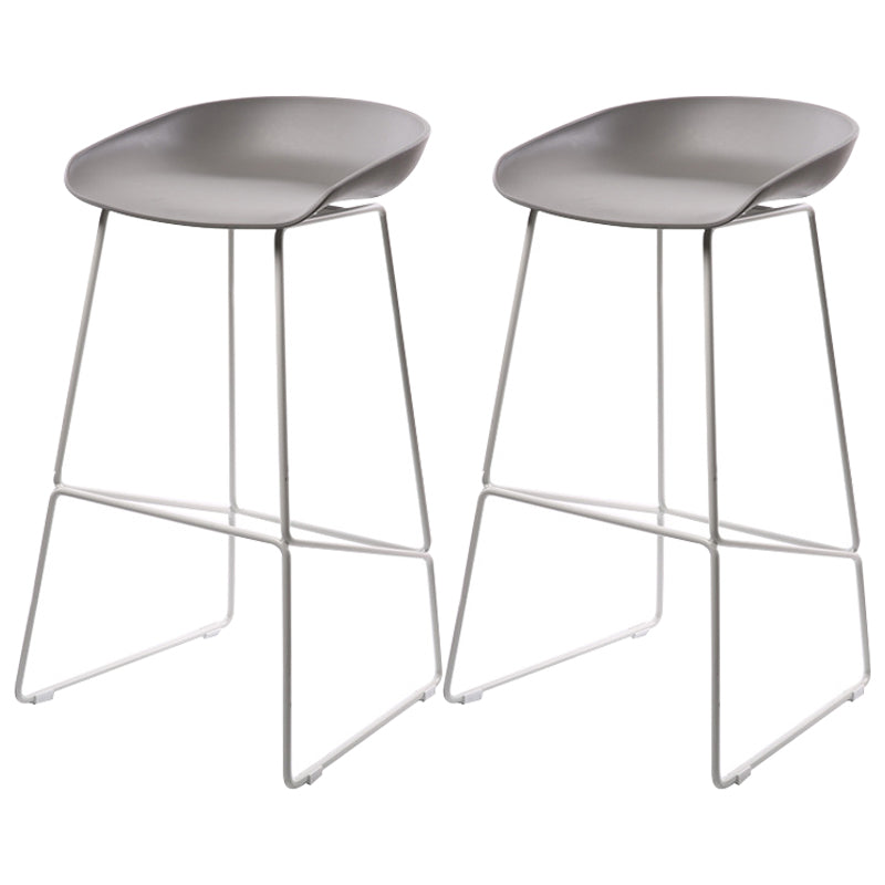 Scandinavian Steel Plastic Counter Stools Backless Bar Stools with Bucket Seat (Set of 2) White Gray 2 Piece Set Clearhalo 'Bar Furniture' 'Bar Stools' 'bar_stools' 'furn' 'furn_bar_stools' 'furniture_bar_stools' 'Kitchen & Dining Furniture' 'kitchen&dining_furn' 'kitchen' 'kitchen_furn' Furniture' 4211707