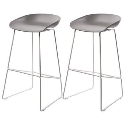 Scandinavian Steel Plastic Counter Stools Backless Bar Stools with Bucket Seat (Set of 2) White Gray 2 Piece Set Clearhalo 'Bar Furniture' 'Bar Stools' 'bar_stools' 'furn' 'furn_bar_stools' 'furniture_bar_stools' 'Kitchen & Dining Furniture' 'kitchen&dining_furn' 'kitchen' 'kitchen_furn' Furniture' 4211707