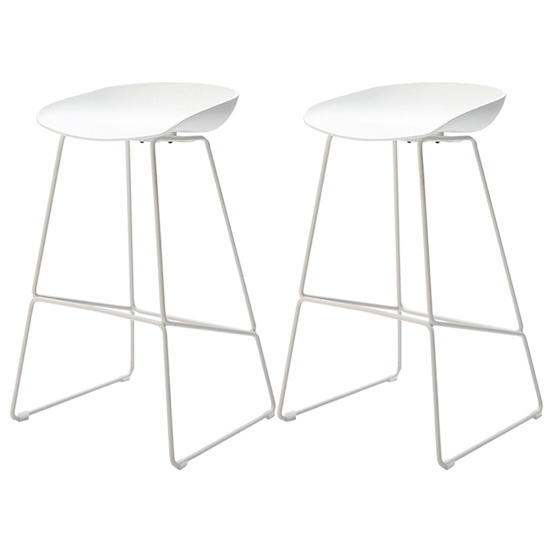 Scandinavian Steel Plastic Counter Stools Backless Bar Stools with Bucket Seat (Set of 2) White White 2 Piece Set Clearhalo 'Bar Furniture' 'Bar Stools' 'bar_stools' 'furn' 'furn_bar_stools' 'furniture_bar_stools' 'Kitchen & Dining Furniture' 'kitchen&dining_furn' 'kitchen' 'kitchen_furn' Furniture' 4211709