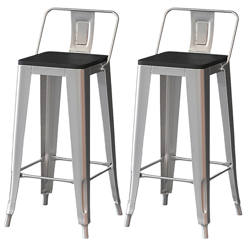Industrial Silver Counter Stools Iron Wooden Bar Stools with Square Seat 2 Piece Set Clearhalo 'Bar Furniture' 'Bar Stools' 'bar_stools' 'furn' 'furn_bar_stools' 'furniture_bar_stools' 'Kitchen & Dining Furniture' 'kitchen&dining_furn' 'kitchen' 'kitchen_furn' Furniture' 4211714