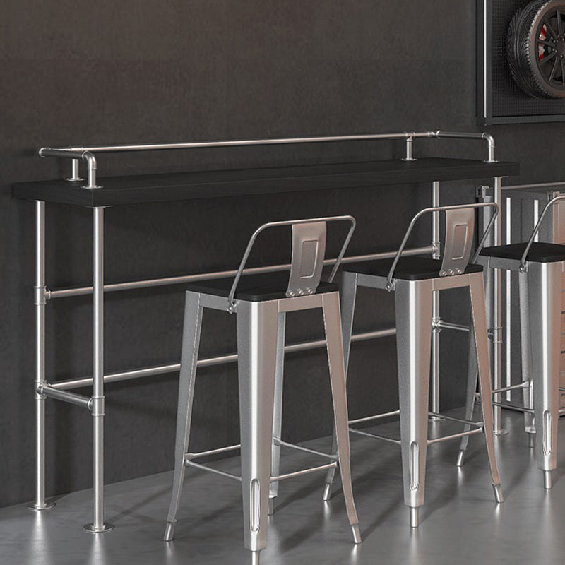 Industrial Silver Counter Stools Iron Wooden Bar Stools with Square Seat Clearhalo 'Bar Furniture' 'Bar Stools' 'bar_stools' 'furn' 'furn_bar_stools' 'furniture_bar_stools' 'Kitchen & Dining Furniture' 'kitchen&dining_furn' 'kitchen' 'kitchen_furn' Furniture' 4211720