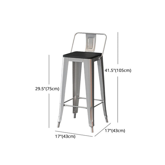 Industrial Silver Counter Stools Iron Wooden Bar Stools with Square Seat Clearhalo 'Bar Furniture' 'Bar Stools' 'bar_stools' 'furn' 'furn_bar_stools' 'furniture_bar_stools' 'Kitchen & Dining Furniture' 'kitchen&dining_furn' 'kitchen' 'kitchen_furn' Furniture' 4211721