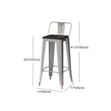 Industrial Silver Counter Stools Iron Wooden Bar Stools with Square Seat Clearhalo 'Bar Furniture' 'Bar Stools' 'bar_stools' 'furn' 'furn_bar_stools' 'furniture_bar_stools' 'Kitchen & Dining Furniture' 'kitchen&dining_furn' 'kitchen' 'kitchen_furn' Furniture' 4211721