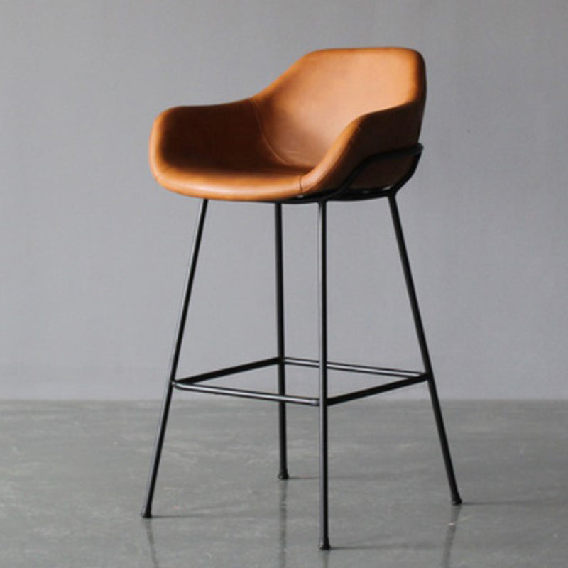 Living Room Counter Stool Leather Bucket Seat Nordic Stool 1 Piece Brown Clearhalo 'Bar Furniture' 'Bar Stools' 'bar_stools' 'furn' 'furn_bar_stools' 'furniture_bar_stools' 'Kitchen & Dining Furniture' 'kitchen&dining_furn' 'kitchen' 'kitchen_furn' Furniture' 4211760