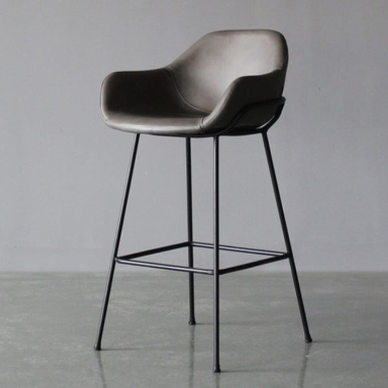 Living Room Counter Stool Leather Bucket Seat Nordic Stool 1 Piece Dark Gray Clearhalo 'Bar Furniture' 'Bar Stools' 'bar_stools' 'furn' 'furn_bar_stools' 'furniture_bar_stools' 'Kitchen & Dining Furniture' 'kitchen&dining_furn' 'kitchen' 'kitchen_furn' Furniture' 4211761