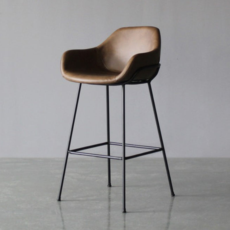 Living Room Counter Stool Leather Bucket Seat Nordic Stool 1 Piece Dark Brown Clearhalo 'Bar Furniture' 'Bar Stools' 'bar_stools' 'furn' 'furn_bar_stools' 'furniture_bar_stools' 'Kitchen & Dining Furniture' 'kitchen&dining_furn' 'kitchen' 'kitchen_furn' Furniture' 4211763