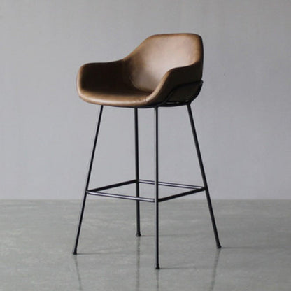 Living Room Counter Stool Leather Bucket Seat Nordic Stool 1 Piece Dark Brown Clearhalo 'Bar Furniture' 'Bar Stools' 'bar_stools' 'furn' 'furn_bar_stools' 'furniture_bar_stools' 'Kitchen & Dining Furniture' 'kitchen&dining_furn' 'kitchen' 'kitchen_furn' Furniture' 4211763