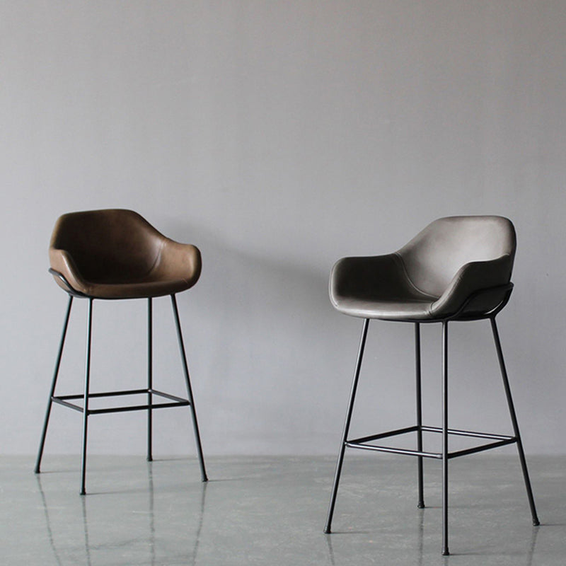 Living Room Counter Stool Leather Bucket Seat Nordic Stool 1 Piece Clearhalo 'Bar Furniture' 'Bar Stools' 'bar_stools' 'furn' 'furn_bar_stools' 'furniture_bar_stools' 'Kitchen & Dining Furniture' 'kitchen&dining_furn' 'kitchen' 'kitchen_furn' Furniture' 4211765