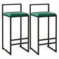 Nordic Style Velvet Upholstered Barstool Sleigh Base Bar Stool Green 2 Piece Set Bar Stool(30"H) Clearhalo 'Bar Furniture' 'Bar Stools' 'bar_stools' 'furn' 'furn_bar_stools' 'furniture_bar_stools' 'Kitchen & Dining Furniture' 'kitchen&dining_furn' 'kitchen' 'kitchen_furn' Furniture' 4211851