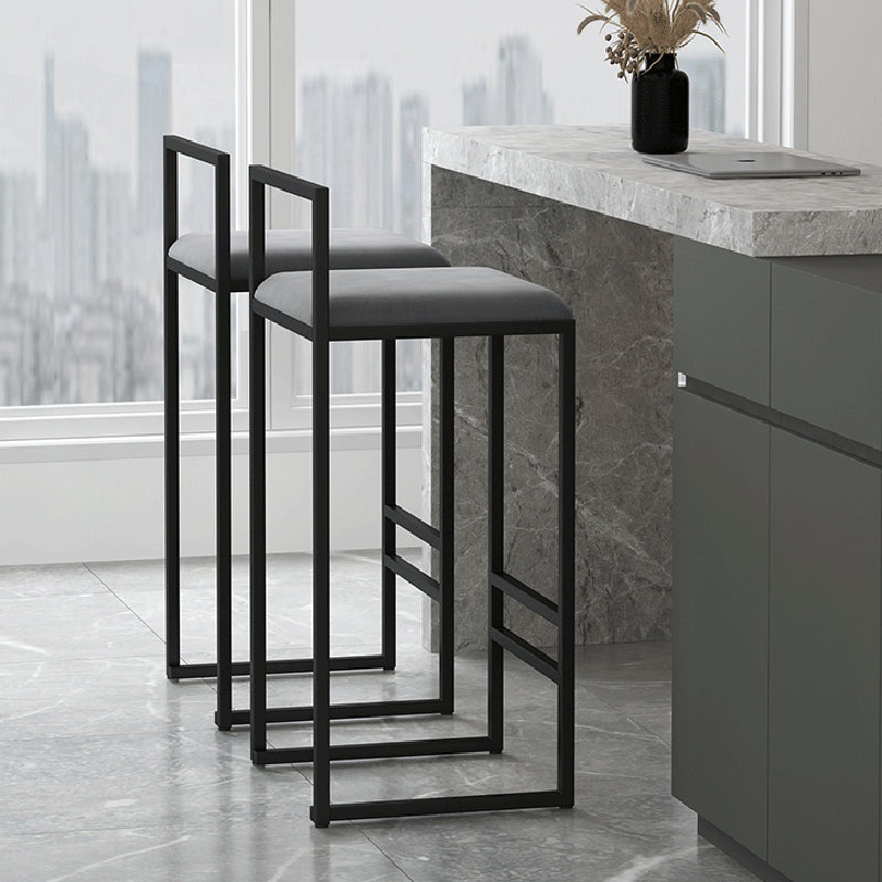 Nordic Style Velvet Upholstered Barstool Sleigh Base Bar Stool Clearhalo 'Bar Furniture' 'Bar Stools' 'bar_stools' 'furn' 'furn_bar_stools' 'furniture_bar_stools' 'Kitchen & Dining Furniture' 'kitchen&dining_furn' 'kitchen' 'kitchen_furn' Furniture' 4211853