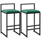 Nordic Style Velvet Upholstered Barstool Sleigh Base Bar Stool Green 2 Piece Set Counter Stool(26"H) Clearhalo 'Bar Furniture' 'Bar Stools' 'bar_stools' 'furn' 'furn_bar_stools' 'furniture_bar_stools' 'Kitchen & Dining Furniture' 'kitchen&dining_furn' 'kitchen' 'kitchen_furn' Furniture' 4211860