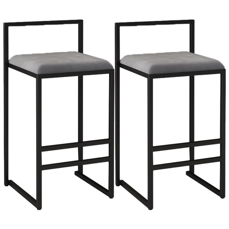 Nordic Style Velvet Upholstered Barstool Sleigh Base Bar Stool Grey 2 Piece Set Counter Stool(26"H) Clearhalo 'Bar Furniture' 'Bar Stools' 'bar_stools' 'furn' 'furn_bar_stools' 'furniture_bar_stools' 'Kitchen & Dining Furniture' 'kitchen&dining_furn' 'kitchen' 'kitchen_furn' Furniture' 4211861
