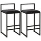 Nordic Style Velvet Upholstered Barstool Sleigh Base Bar Stool Black 2 Piece Set Counter Stool(26"H) Clearhalo 'Bar Furniture' 'Bar Stools' 'bar_stools' 'furn' 'furn_bar_stools' 'furniture_bar_stools' 'Kitchen & Dining Furniture' 'kitchen&dining_furn' 'kitchen' 'kitchen_furn' Furniture' 4211862