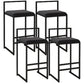 Nordic Style Velvet Upholstered Barstool Sleigh Base Bar Stool Black 4 Piece Set Counter Stool(26"H) Clearhalo 'Bar Furniture' 'Bar Stools' 'bar_stools' 'furn' 'furn_bar_stools' 'furniture_bar_stools' 'Kitchen & Dining Furniture' 'kitchen&dining_furn' 'kitchen' 'kitchen_furn' Furniture' 4211870