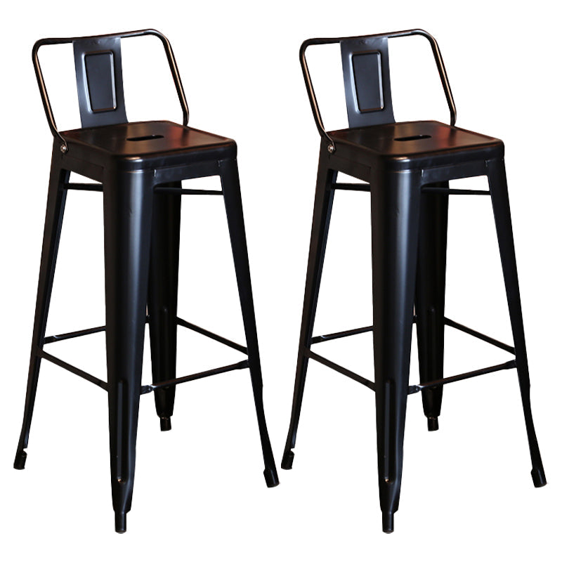 Industrial Black Metal Counter Stools Low Back Bristol Bar Stools with Square Seat 2 Piece Set Clearhalo 'Bar Furniture' 'Bar Stools' 'bar_stools' 'furn' 'furn_bar_stools' 'furniture_bar_stools' 'Kitchen & Dining Furniture' 'kitchen&dining_furn' 'kitchen' 'kitchen_furn' Furniture' 4211874