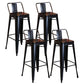 Industrial Black Metal Counter Stools Low Back Bristol Bar Stools with Square Seat 4 Piece Set Clearhalo 'Bar Furniture' 'Bar Stools' 'bar_stools' 'furn' 'furn_bar_stools' 'furniture_bar_stools' 'Kitchen & Dining Furniture' 'kitchen&dining_furn' 'kitchen' 'kitchen_furn' Furniture' 4211875