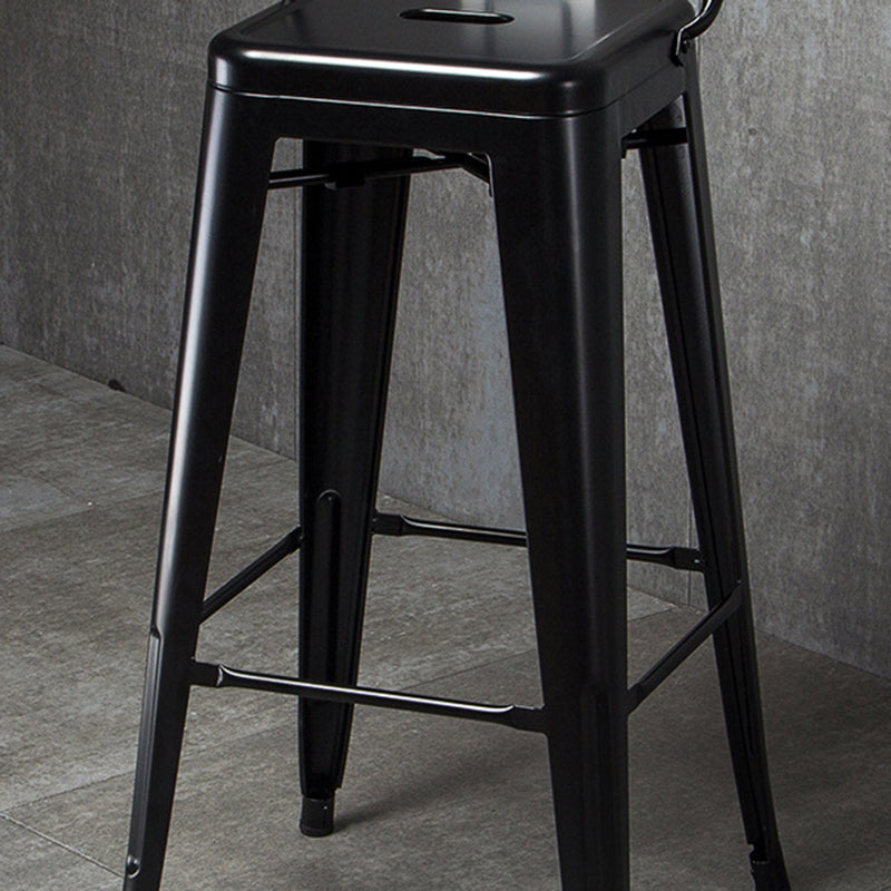 Industrial Black Metal Counter Stools Low Back Bristol Bar Stools with Square Seat Clearhalo 'Bar Furniture' 'Bar Stools' 'bar_stools' 'furn' 'furn_bar_stools' 'furniture_bar_stools' 'Kitchen & Dining Furniture' 'kitchen&dining_furn' 'kitchen' 'kitchen_furn' Furniture' 4211882