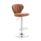 Restaurant Nordic Leather Bar Stool Modern Adjustable Height Stool Brown Silver 1 Piece Clearhalo 'Bar Furniture' 'Bar Stools' 'bar_stools' 'furn' 'furn_bar_stools' 'furniture_bar_stools' 'Kitchen & Dining Furniture' 'kitchen&dining_furn' 'kitchen' 'kitchen_furn' Furniture' 4211889
