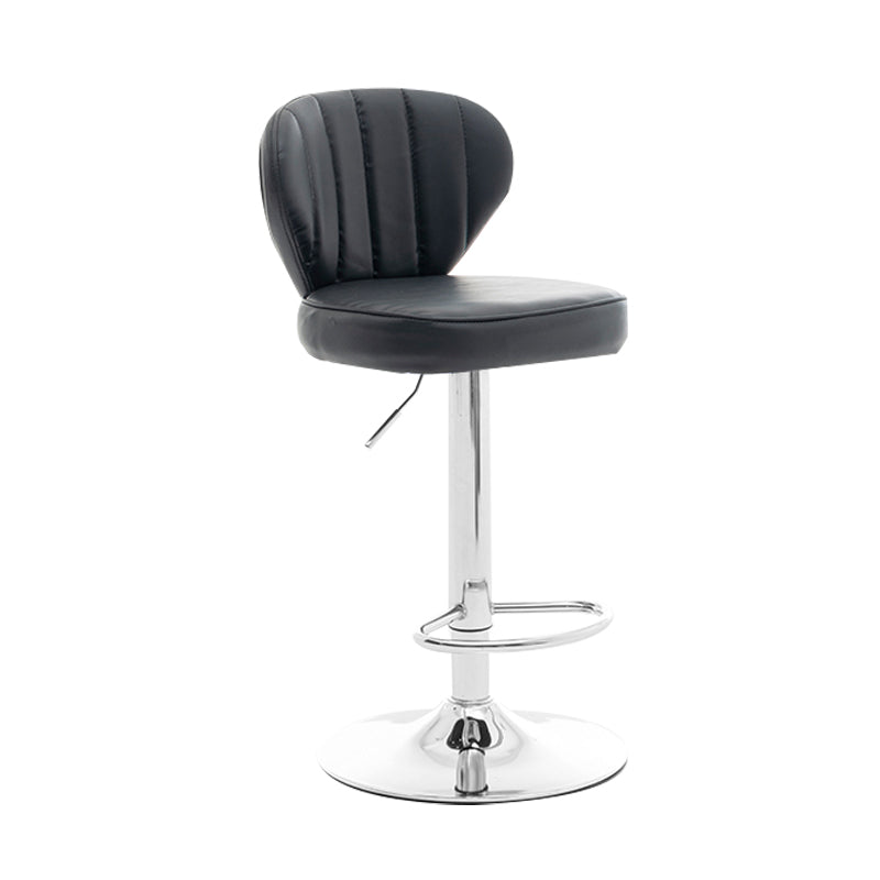 Restaurant Nordic Leather Bar Stool Modern Adjustable Height Stool Black Silver 1 Piece Clearhalo 'Bar Furniture' 'Bar Stools' 'bar_stools' 'furn' 'furn_bar_stools' 'furniture_bar_stools' 'Kitchen & Dining Furniture' 'kitchen&dining_furn' 'kitchen' 'kitchen_furn' Furniture' 4211900
