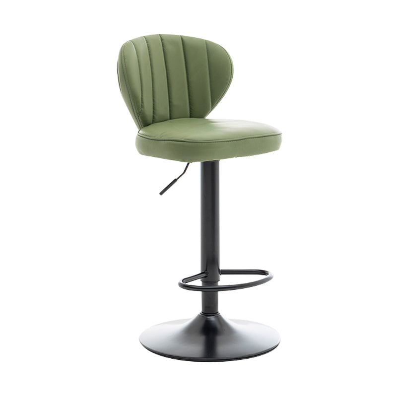 Restaurant Nordic Leather Bar Stool Modern Adjustable Height Stool Green Black 1 Piece Clearhalo 'Bar Furniture' 'Bar Stools' 'bar_stools' 'furn' 'furn_bar_stools' 'furniture_bar_stools' 'Kitchen & Dining Furniture' 'kitchen&dining_furn' 'kitchen' 'kitchen_furn' Furniture' 4211904
