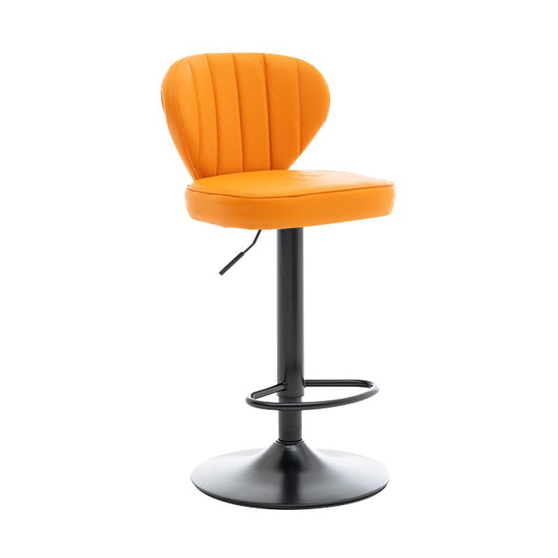 Restaurant Nordic Leather Bar Stool Modern Adjustable Height Stool Orange Black 1 Piece Clearhalo 'Bar Furniture' 'Bar Stools' 'bar_stools' 'furn' 'furn_bar_stools' 'furniture_bar_stools' 'Kitchen & Dining Furniture' 'kitchen&dining_furn' 'kitchen' 'kitchen_furn' Furniture' 4211907