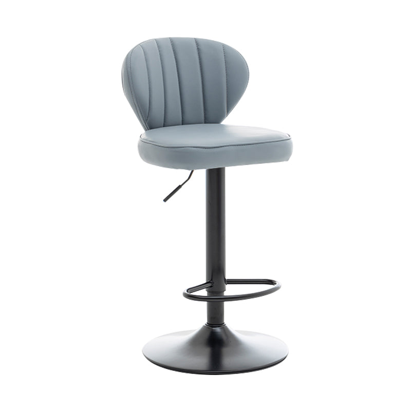 Restaurant Nordic Leather Bar Stool Modern Adjustable Height Stool Grey Black 1 Piece Clearhalo 'Bar Furniture' 'Bar Stools' 'bar_stools' 'furn' 'furn_bar_stools' 'furniture_bar_stools' 'Kitchen & Dining Furniture' 'kitchen&dining_furn' 'kitchen' 'kitchen_furn' Furniture' 4211908