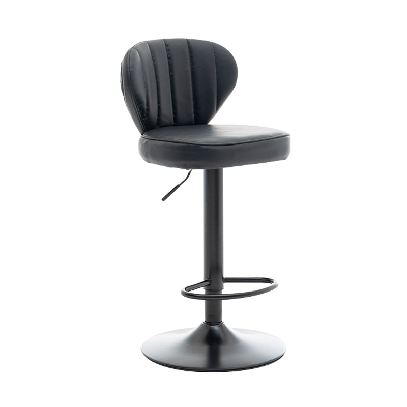 Restaurant Nordic Leather Bar Stool Modern Adjustable Height Stool Black Black 1 Piece Clearhalo 'Bar Furniture' 'Bar Stools' 'bar_stools' 'furn' 'furn_bar_stools' 'furniture_bar_stools' 'Kitchen & Dining Furniture' 'kitchen&dining_furn' 'kitchen' 'kitchen_furn' Furniture' 4211910