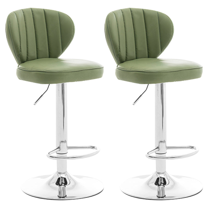 Restaurant Nordic Leather Bar Stool Modern Adjustable Height Stool Green Silver 2 Piece Set Clearhalo 'Bar Furniture' 'Bar Stools' 'bar_stools' 'furn' 'furn_bar_stools' 'furniture_bar_stools' 'Kitchen & Dining Furniture' 'kitchen&dining_furn' 'kitchen' 'kitchen_furn' Furniture' 4211912