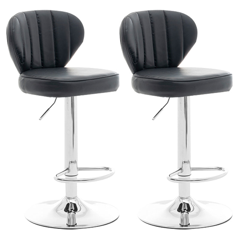 Restaurant Nordic Leather Bar Stool Modern Adjustable Height Stool Black Silver 2 Piece Set Clearhalo 'Bar Furniture' 'Bar Stools' 'bar_stools' 'furn' 'furn_bar_stools' 'furniture_bar_stools' 'Kitchen & Dining Furniture' 'kitchen&dining_furn' 'kitchen' 'kitchen_furn' Furniture' 4211918